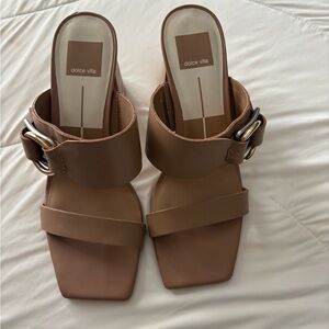 Dolce Vita Brown Mules with Buckle Detail